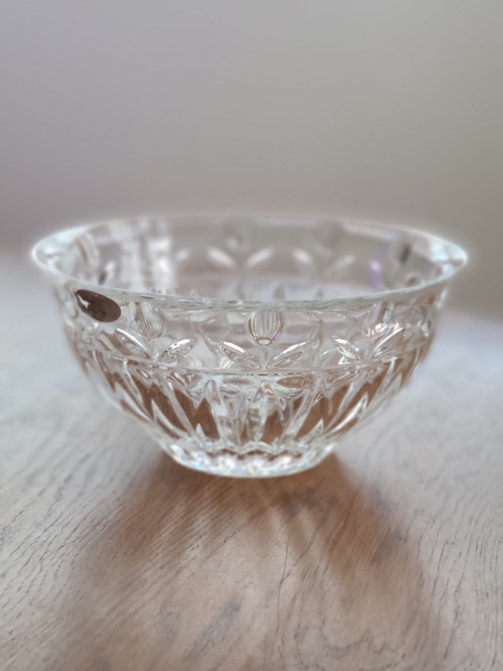Vintage - Block Crystal Tulip Garden patterned clear glass salad bowl.